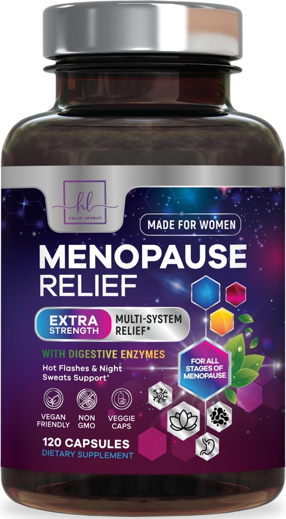 תוספי Menopause לנשים עם Dong Quai, Chaste Berry, Black Cohosh, 8 מיליארד CFU Probiotics - Hot Flash Night Sweats & Menopause הקלה Probiotic עבור Vaginal, Digestive Health - 120 קפסולות