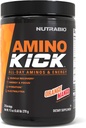 NutraBio Amino Kick - אבקת BCAA עם Caffeine טבעי - Amino Acids תוספת עבור אנרגיה, הידרציה ושיקום - BCAAs, אלקטרוליטים ו Amino Acids - מנגו כתום, 30 משרתות