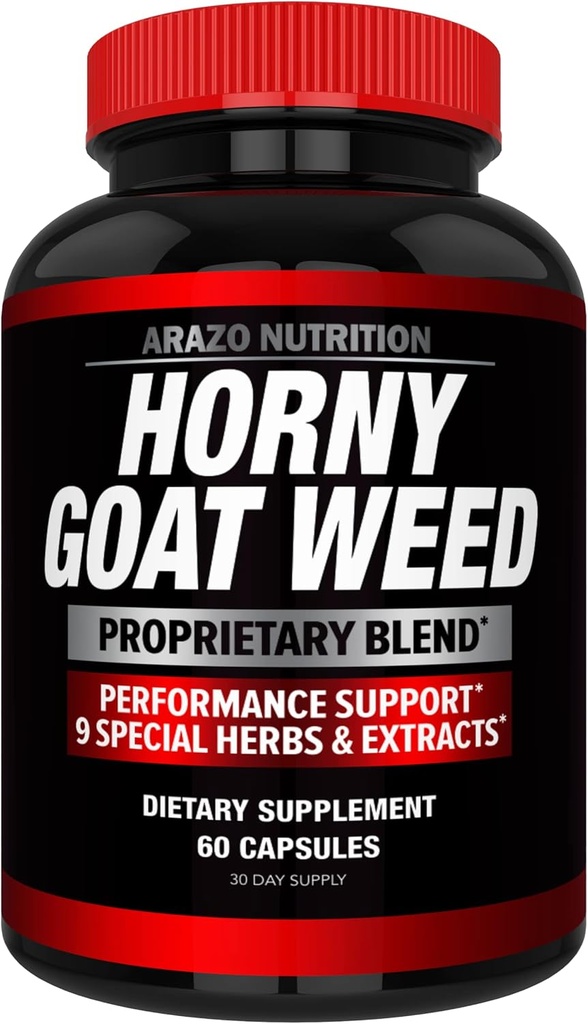 Arazo Nutrition Premium Hory Goat Weed לחלץ עם Maca Root, גינזנג, Muira Puama ו L-Arginine - עבור גברים ונשים - 100% טהור תוספת צמחית