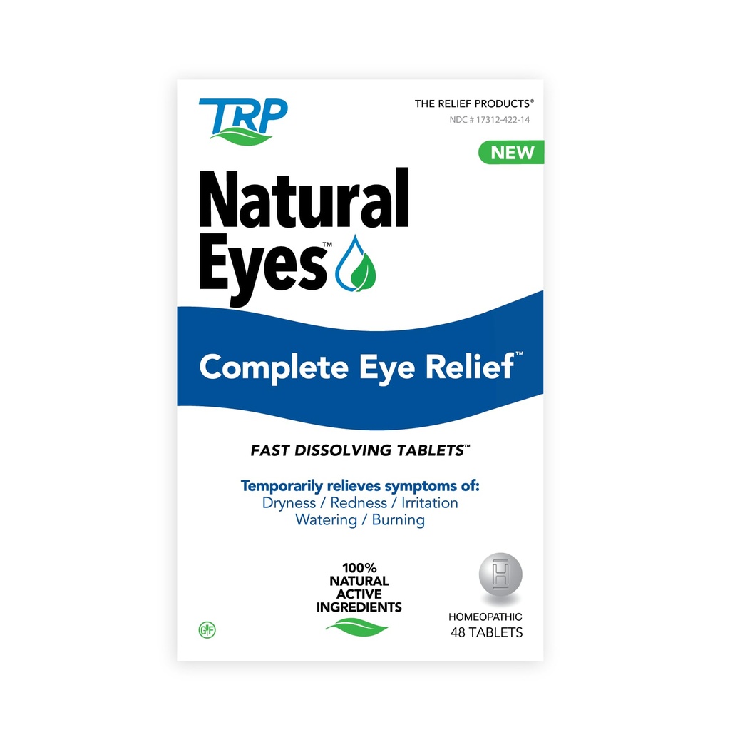 TRP Natural Eyes Complete Eye Relief Tablets - 100% Natural Active Ingredients - Helps Eye Dryness, Redness, Irritation, Watering, Burning - Fast Dissolve Tablets - 48ct