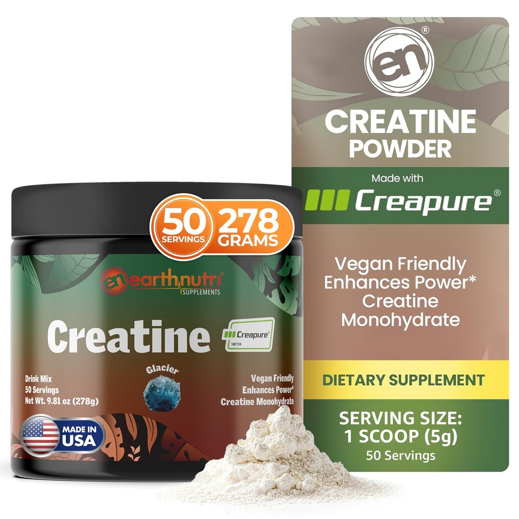 EarthNutri Creatine Monohydrate אבקת - תוסף קריאטין טהור לחוזק שרירים, כוח וביצועים - non-GMO, Sugar-Free, Additive-Free - for Men & Women, Flavored 250g