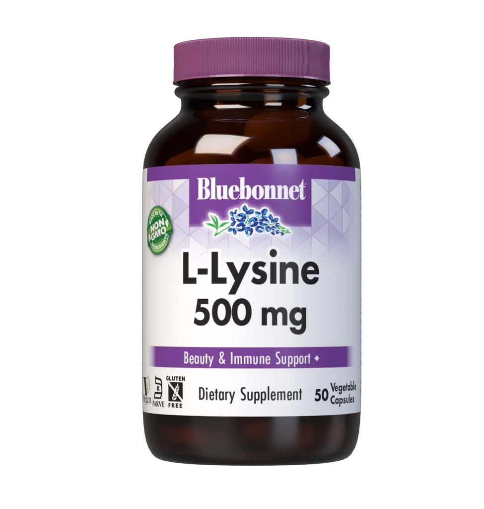 Bluebonnet L-Lysine 500 מ"ג ויטמינים קפסולות, 50 הרוזן