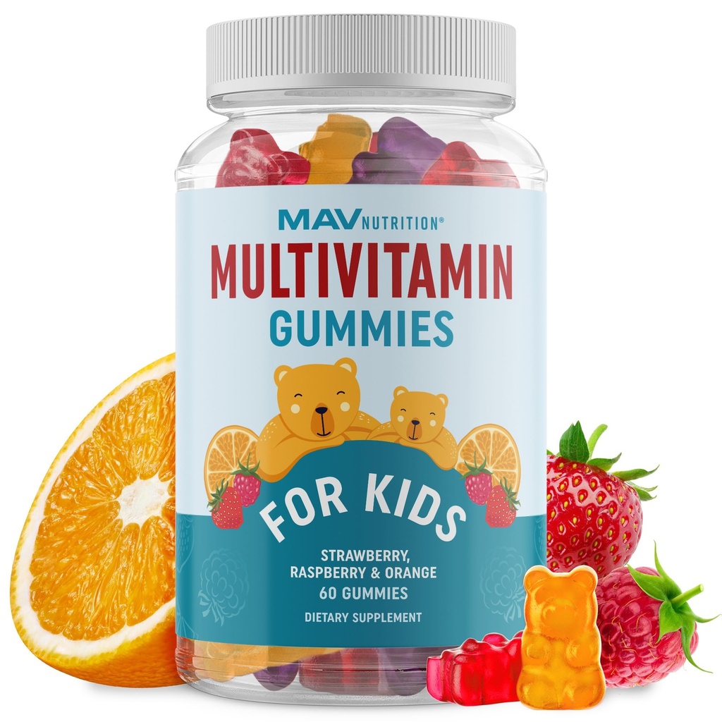 ילדים Multivitamin חניכיים | ויטמינים A, B, C, D & Zinc for Immunity, growth & Development | Daily Multivitamins for Children Ages 2+ | Non-GMO, Third-Party Tested פירות מעורבים | 60 חניכיים