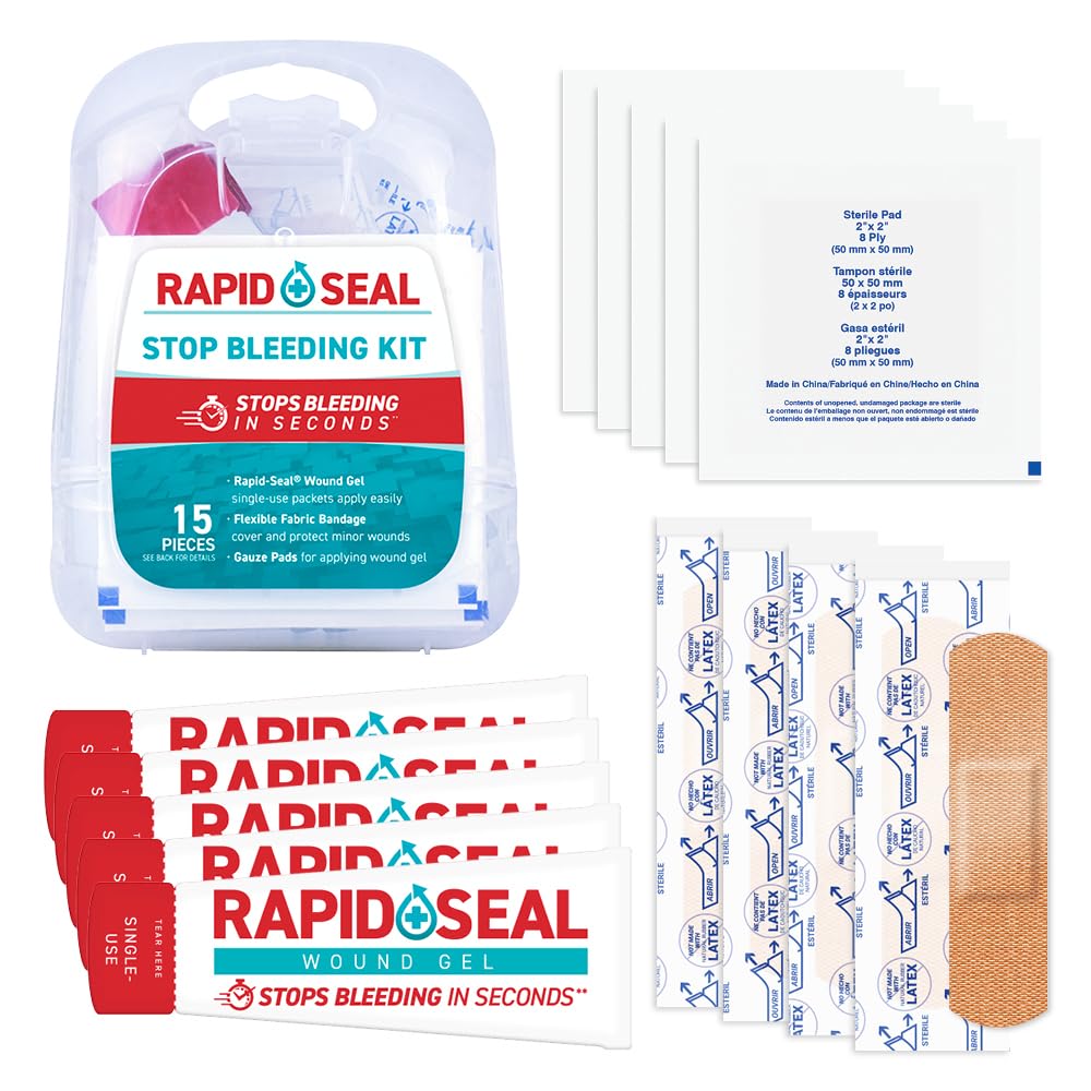 Rapid-Seal Hemostatic Bleed Control First Aid Wound Care Kit, 15 Pieces