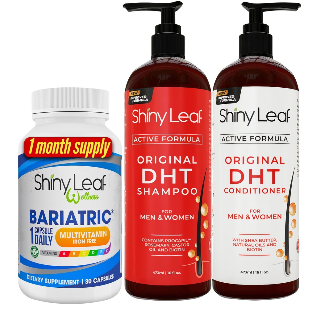 Bariatric Multivitamin Iron-Free ו- DHT Blocker Shampoo ו- Conditioner, נשירת שיער Shampoo ו- Conditioner לנשים וגברים