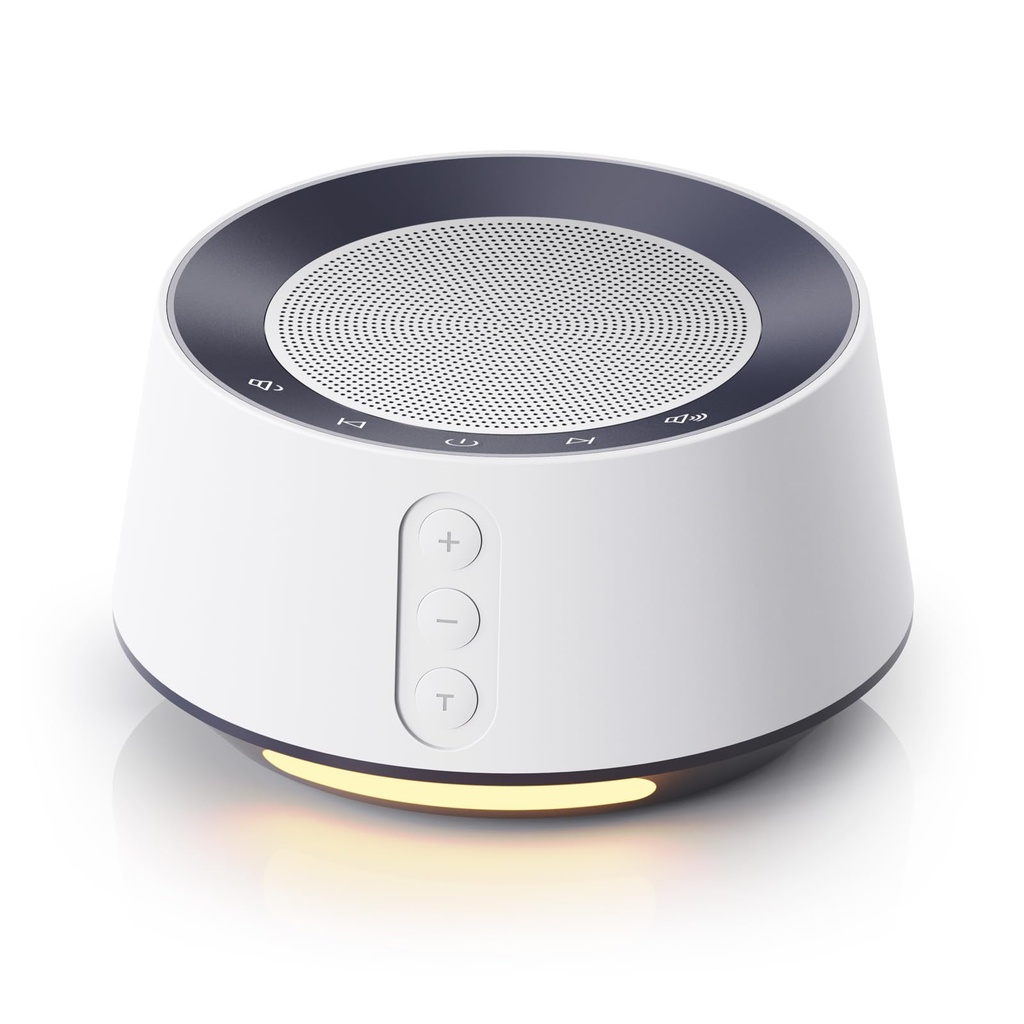 White Noise Sound Machine with 20 Soothing Sounds, 10 Colors Night Light Sleep Machines Home Office Travel, 5 Timers and Memory Feature Sound Machine for Nursery Baby Kids Adults (White)