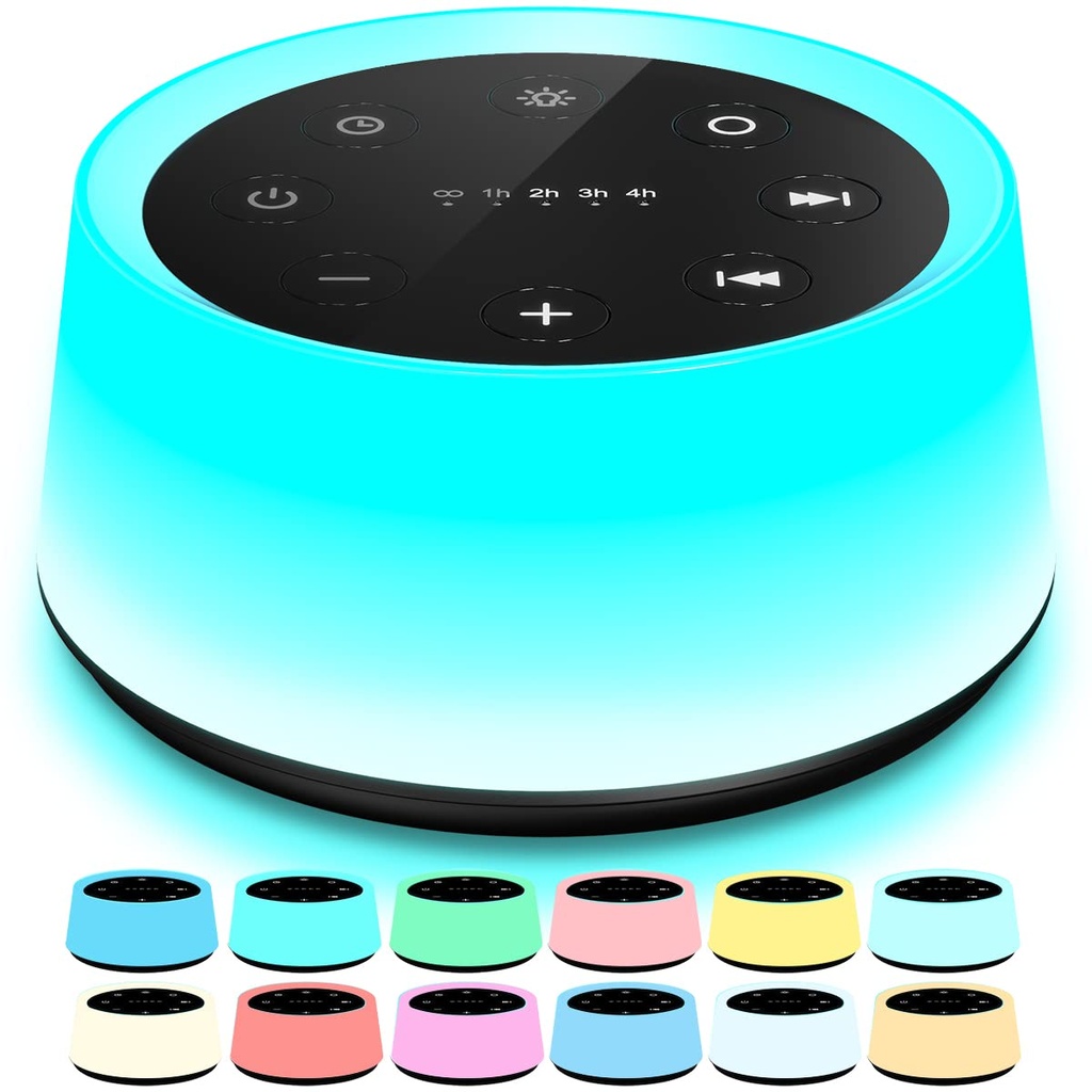 ColorsNoise Sound Machine and White Noise Machine with 30 Soothing Sounds 12 Colors for Kids Adult Baby Night Light with Memory Function for Home Office (Black)