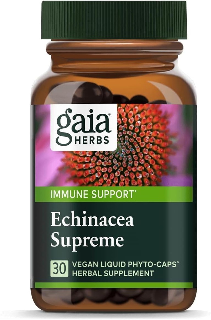 גאיה Herbs Echinacea עליון - Immune Support Supplement - Echinacea Purpurea & Angustifolia בלגן לתמוך במערכת החיסון - 30 טבעוני נוזלי Phyto-Capsules (15 יום אספקה)