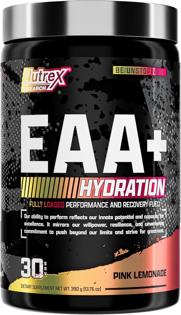 Nutrex Research EAA hydrotion | EAAs + BCAA אבקה | שריר התאוששות, כוח, בניית שרירים, אנדורנס | 8G Essential Amino Acids + Electrolytes | 30 המשרתים (Pink Lemonade)