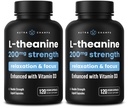 NutraChamps L-theanine 200 מ"ג כמוסות, Double-Strength L-theanine נוזל עם ויטמין D3, שמן קוקוס אורגני, 120 קפסולות טבעוניות (Pack of 2)