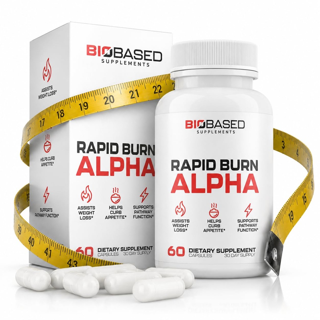 Rapid Burn Alpha - Fat Burner for Men - Supports Healthy Pathways Associated with GLP-1 Activity - Supports Appetite Control, Energy Booster, Helps Increase Metabolism & Fat Loss - 60 Unisex Capsules