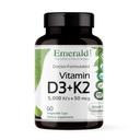 EMERALD LABS ויטמין D3+K2 - ויטמין D & VitalDelta MK-7 לתמיכה לבריאות העצם והלב * - Vegetarian, Gluten-Free, Clinical Potency - 60 קפסולות ירקות