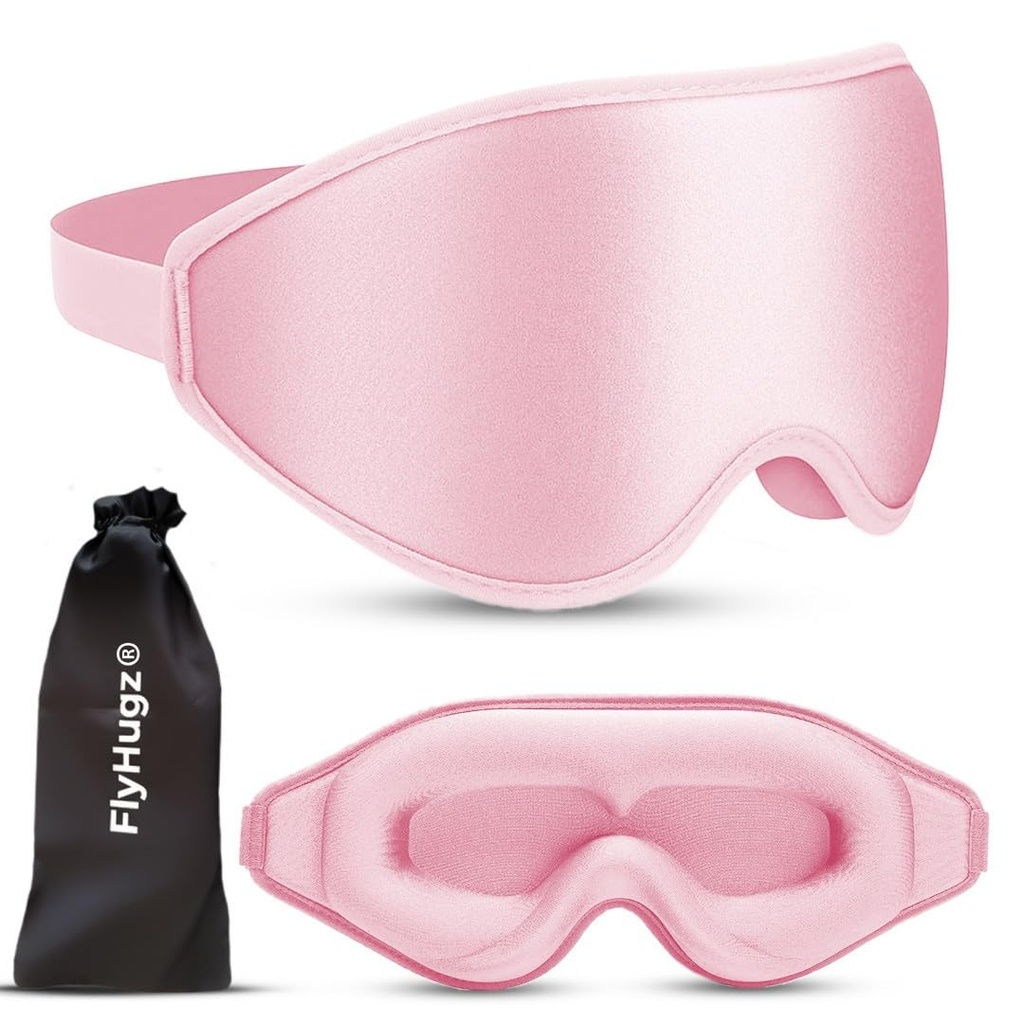 FlyHugz® 3D Travel & Home Sleep Mask, Ultra-Soft Pink
