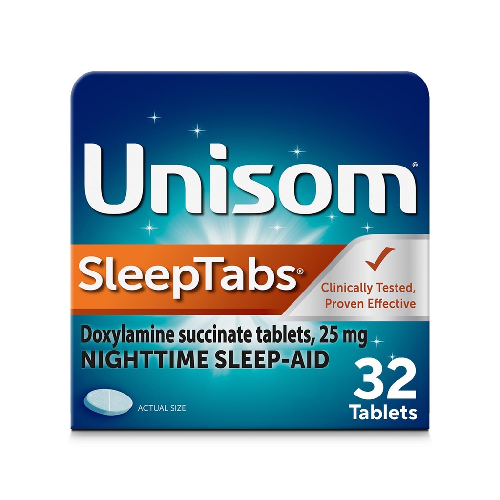 Unisom SleepTabs, Nighttime Sleep-aid, Doxylamine Succinate, 32 טבליות