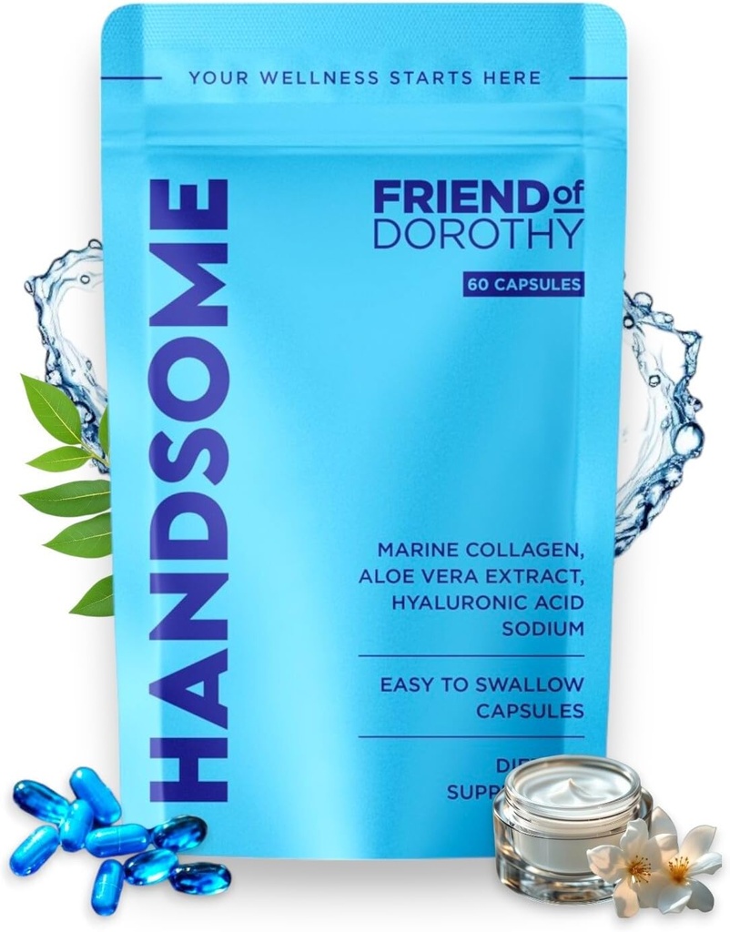 Handsome, Marine Collagen Tablets Enhanced עם Aloe Vera, hydrolyzed Collagen תוספי עבור גברים, 60 קפסולות עבור Pouch