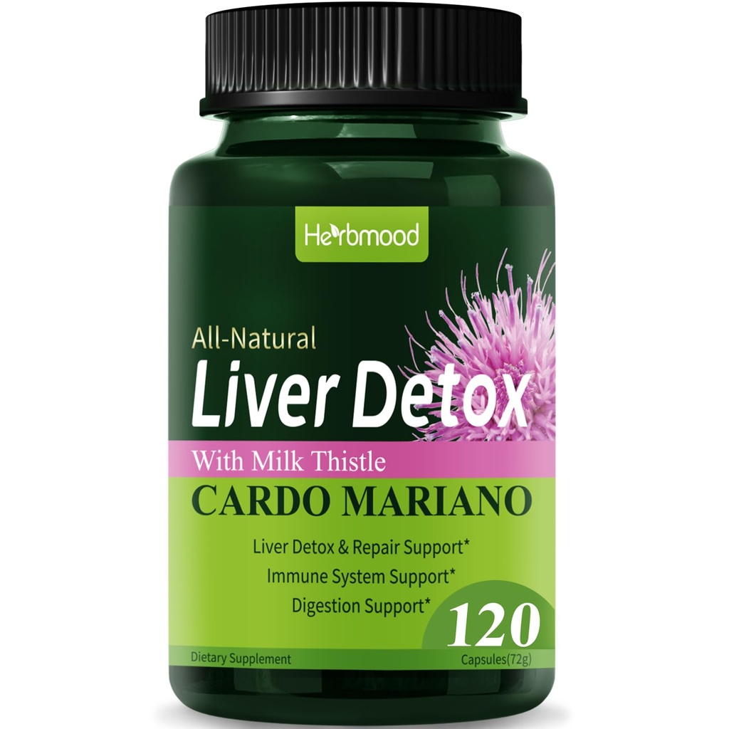 Silymarin Milk Thistle Liver Detox קפסולות עבור Fatty Liver, Alcachofa y Cardo Mariano con Silimarina para el Higado Graso, Liver ניקוי Detox & תיקון פורמולה w / Artichoke Extract. 120