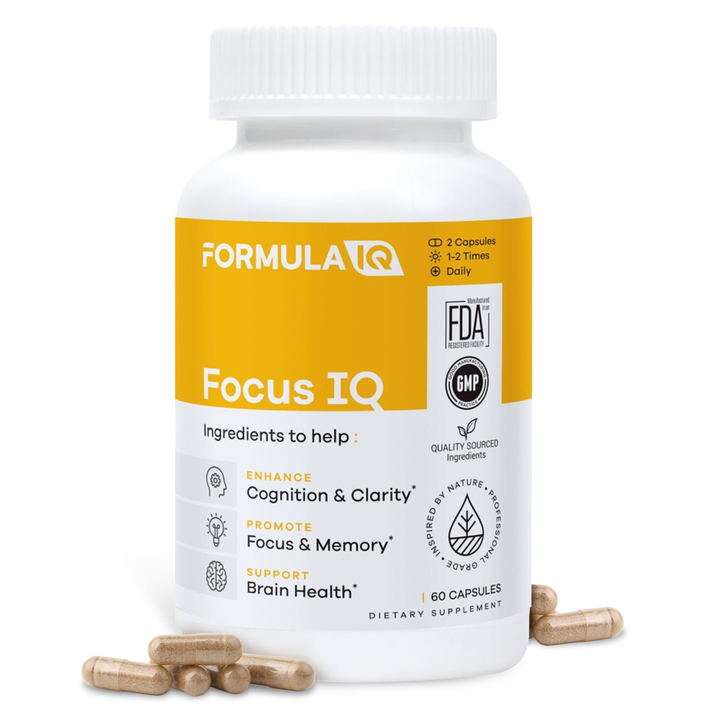 פורמולה IQ - Focus IQ - תוספי המוח עבור זיכרון והתמקדות - תוספי זיכרון - תמיכה קוגניטיבית - 60 קפסולות