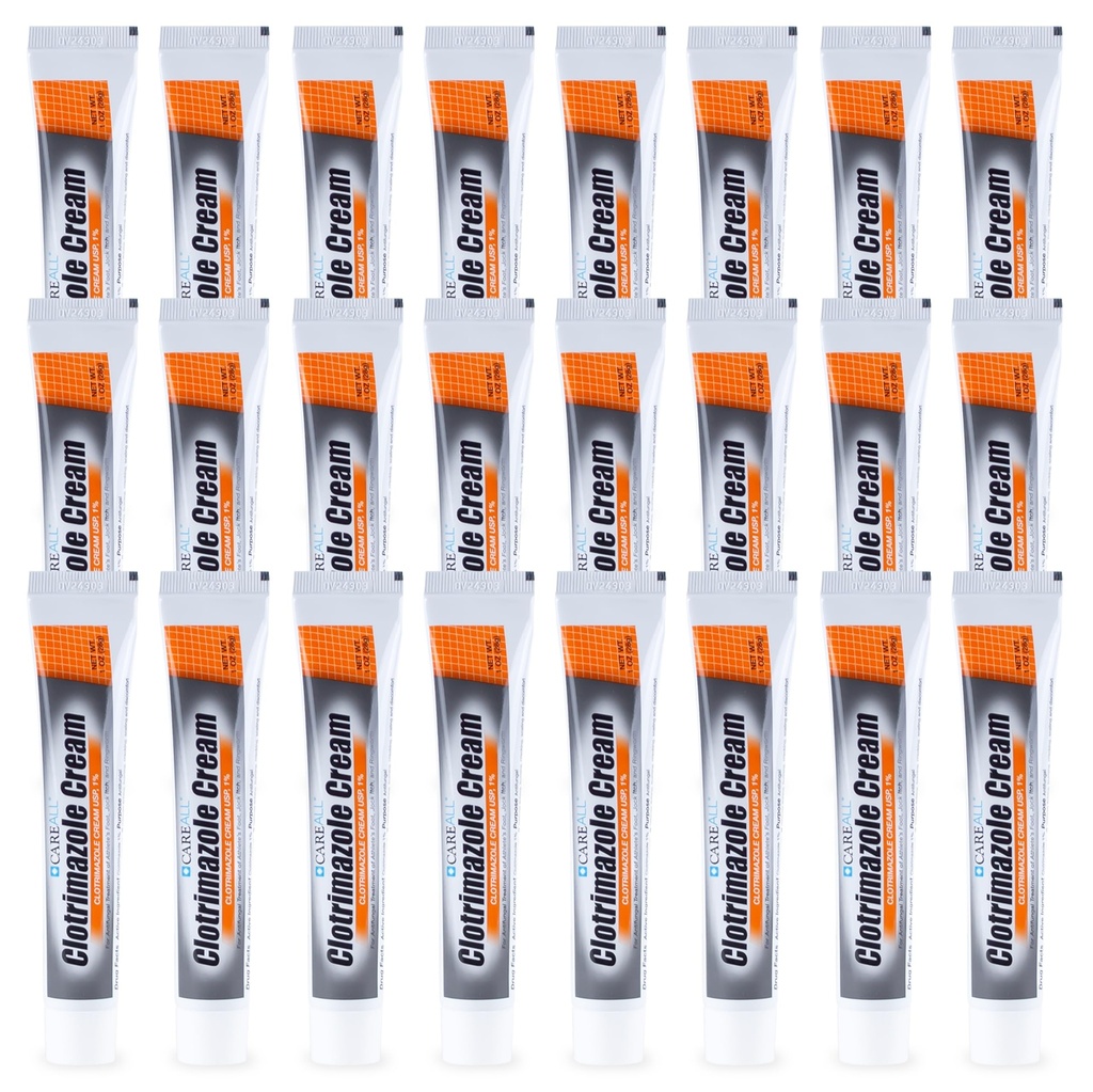 CareAll Clotrimazole Antifungal Cream 1% USP 1.0 oz. (24 Pack), Cures Most Athlete’s Foot, Jock Itch and Ringworm, Sooths and Relieves Itching, Burning and Cracking from These Conditions