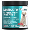 Quercetin for Dogs with Bromelain & ויטמין C - Allergy & Itch Relief, Immune & Inflammatory Support - 120 טבליות Chewable שנעשו בארה"ב