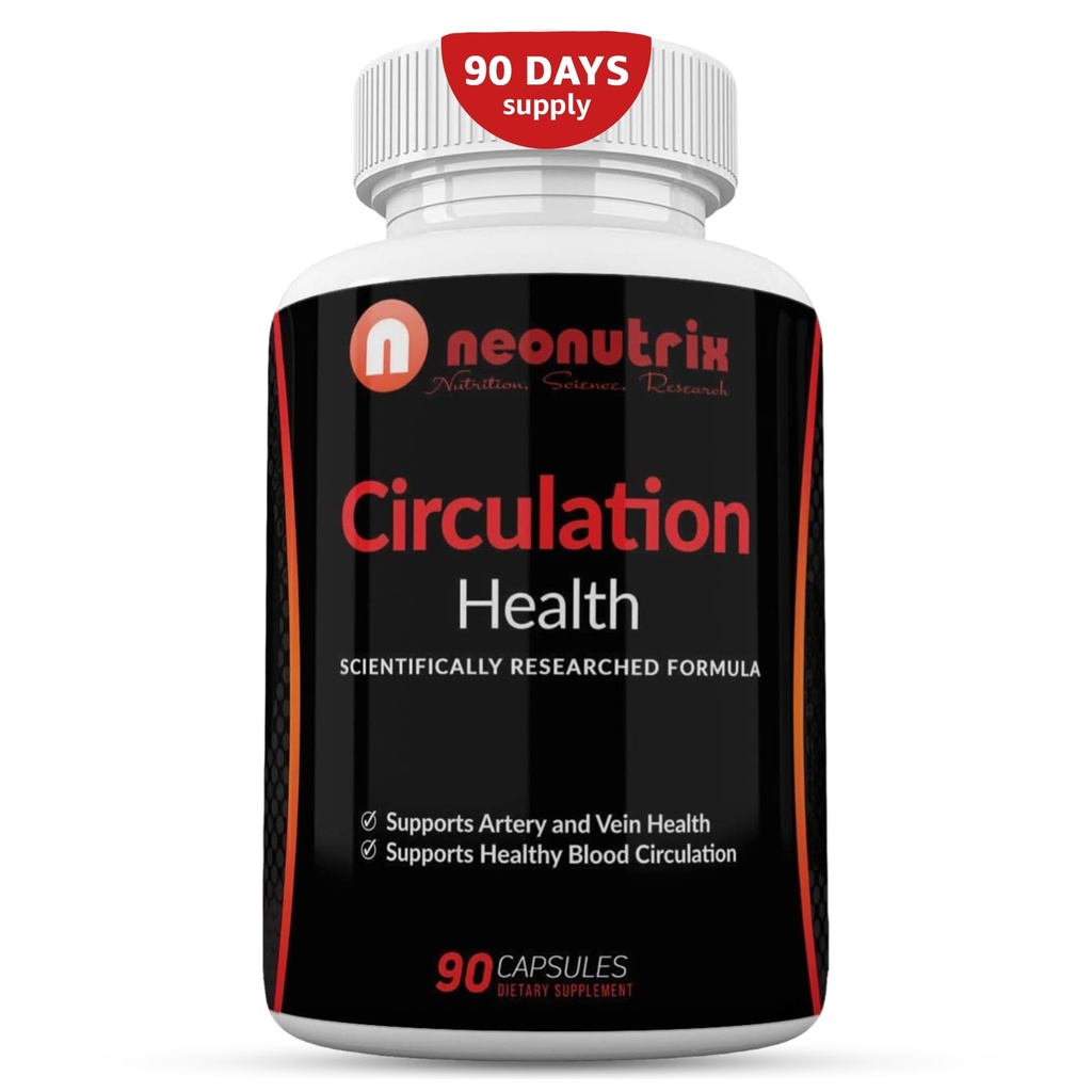 Blood Circulation בריאות תוספת לבריאות וטרינרית - L-Arginine, ג'ינג'ר Root, הותורן ודיוסמין Cardiovascular תוסף - Natural Circulation תוספי - 90 קפסולות על ידי Neonutrix