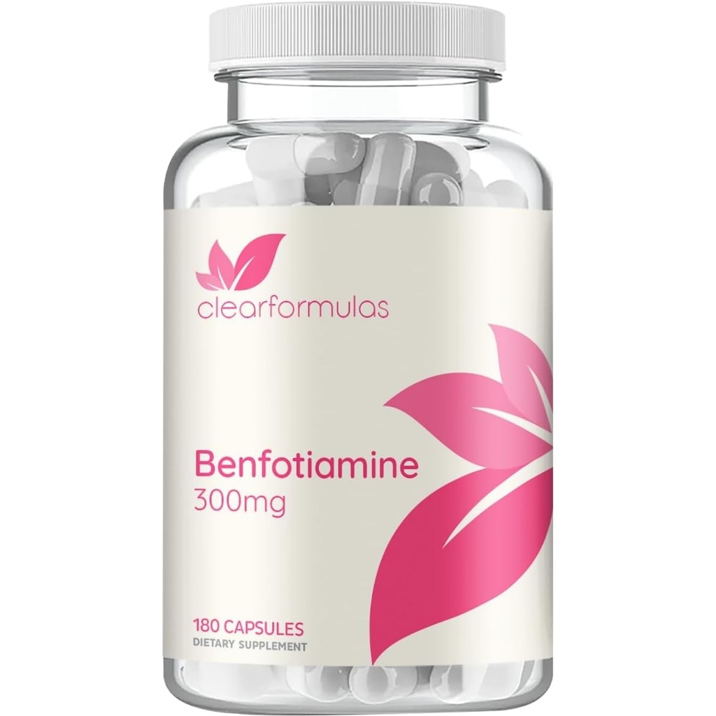 ויטמין B1 Benfotiamine 300 מ"ג - תוסף Benfotiamine עבור Glycation לב ותמיכה עצבית - טבעוני non-GMO & Gluten Free Fat Soluble Thiamine B1 תוסף (180 משרתים)