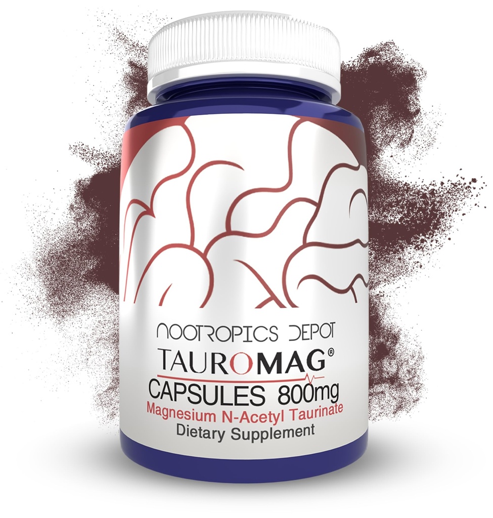 Nootropics Depot Tauromag קפסולות | 800 מ"ג מגנזיום N-Acetyl Taurinate | 30 Count Count