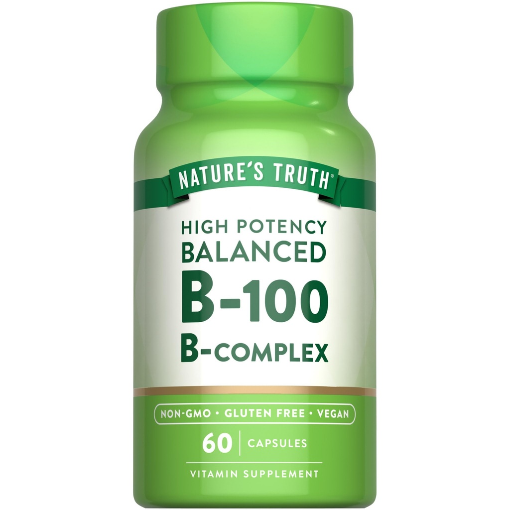 אמת ויטמין B Complex | 60 קפסולות | High Potency B-100 | Non-GMO & Gluten Free Supplement