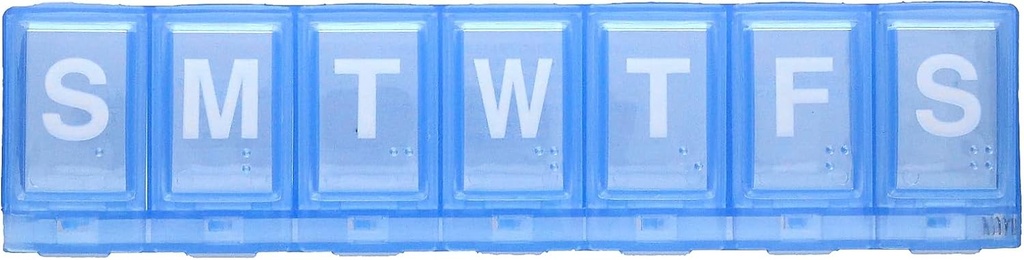 EZY DOSE Weekly (7-Day) Pill Planner, Medicine Case, הויטמין מארגנת Box, השוואת מנעולים גדולים לתרופות מרשם מאובטחות ומניעה ספלת תאונות, כחול