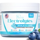 Zero Sugar - Sour Blue Candy Electrolytes אבקת - דלה מדוקדקת - Caffeine Free Energy - All Natural Ingredients - טבעוני, Keto & Paleo - סוכר חינם אבקת שתי לערבב - 30 משרתים