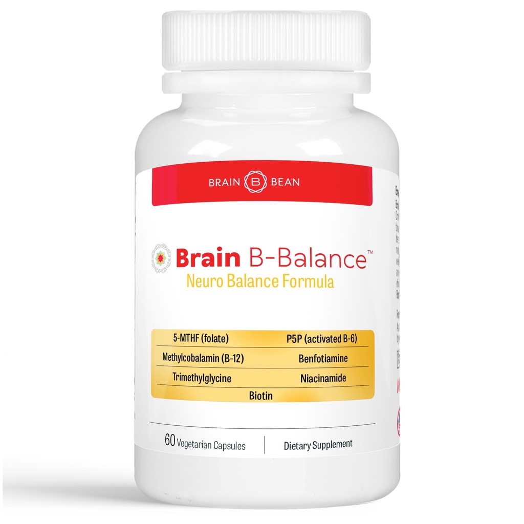 Brain B Balance: Methylated Multivitamin - Methylated B Complex Neuroמאזן פורמולה - Methylfolate תומך Mood. מחשבה. זיכרון - 60 קפסולות טבעוניות