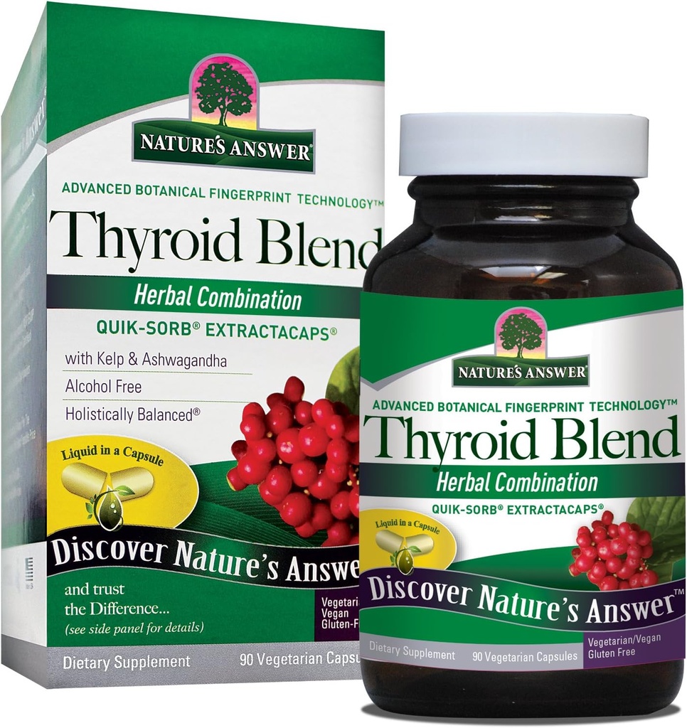 תשובות הטבע Thyroid שלם בלגן Vegetarian קפסולות 90 הרוזן | תמיכה Thyroid | אנרגיה טבעית Booster