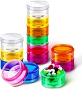 Sieral 7 Days Stackable Pill מארגן 7 השוואתיות של Round Pill Boxes Tower Weekly ויטמין Individual Storageers Containers Travel Cases with Lids for Medicines, ויטמינים ותוספים (2 Sets)