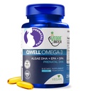 ויטמין טרום לידתי טבעוני עם DHA (60 Count) אומגה 3 - Qwell Better Than Fish Oil, Brain Function - 820 Mg Algae DHA & EPA, ויטמין טרום לידתי טבעוני עם ויטמין E, Carrageen-Free