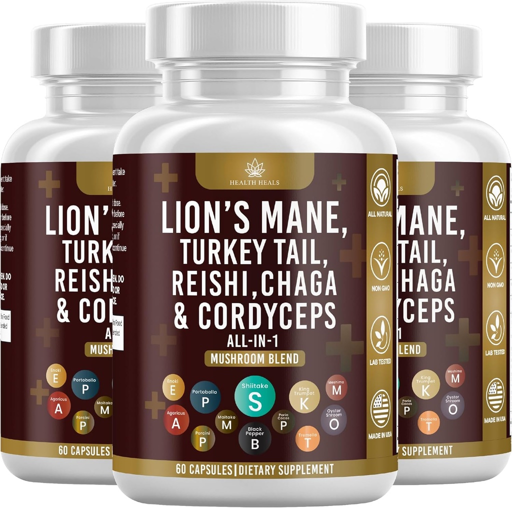 תוספת של אריה טורקיה Tail Reishi Cordyceps Chaga Marshmallow Root - 180 הרוזן