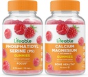 Lifeable Phosphatidylserine (PS) + Calcium Magnesium, Gummies Bundle - Great Tasting, ויטמין, Gluten Free, GMO חינם, Chewable Gummymymymymy