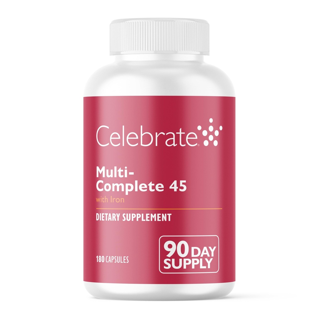 חוגגים ויטמינים Multi-Complete, 45 מ"ג ברזל - Daily Bariatric Multivitamin עבור תא המטען Gastrectomy חולי ניתוח עקף Gastric - ויטמינים ומינרלים חיוניים (180 קפסולות)