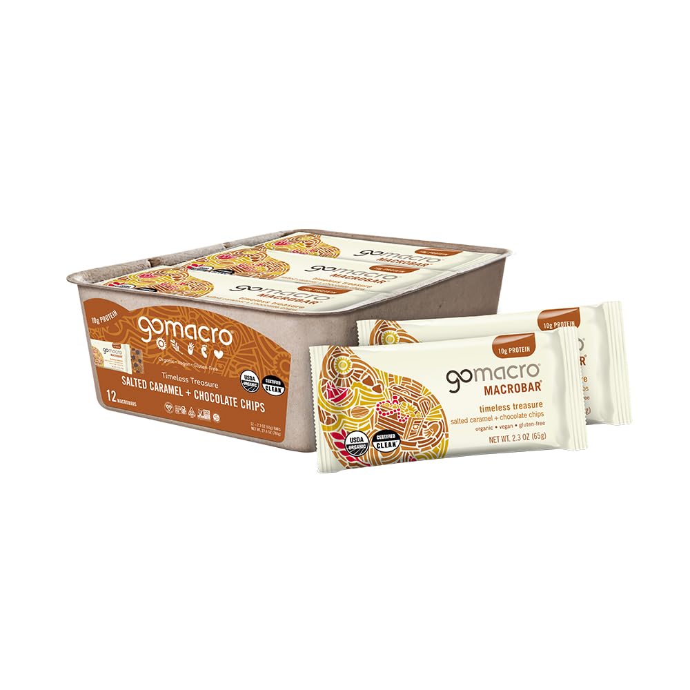 Gomacro, Bar Macrobar Salted Caramel Chocolate Cadd Organic 12 Count , 2.3 Ounce