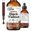 Wild & Organic Black Walnut Tincture - Detoxse w / Black Walnut Hull Extract - תוסף צמחי ל- Gut ניקויse Detox and Digestive Well-Being - טבעוני, סוכר ואלכוהול חינם - 4 oz oz