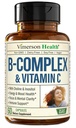 ויטמין B מורכב עם VIT C & Folic Acid (Folate) - 8 ויטמין B: B1, B2, B3, B5, B6, B7, ויטמין B12 + Biotin, Choline & Inositol. מסייעות Mood, אנרגיה, מערכת העצבים & Immune Support