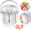 Pill Box, Pill Organer for Travel Candyer NO-BPA Moisture Proof מכיל תרופות עבור ויטמינים, שמן דגים, תוספים (White)