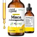 Wild & Organic Maca Root Ashwagandha טיפות עבור גברים ונשים - נוזל Maca Ashwagandha תוספת לתמיכה הכוללת - פרואני לחלץ Tincture - טבעוני, סוכר ואלכוהול חינם - 4 oz oz oz