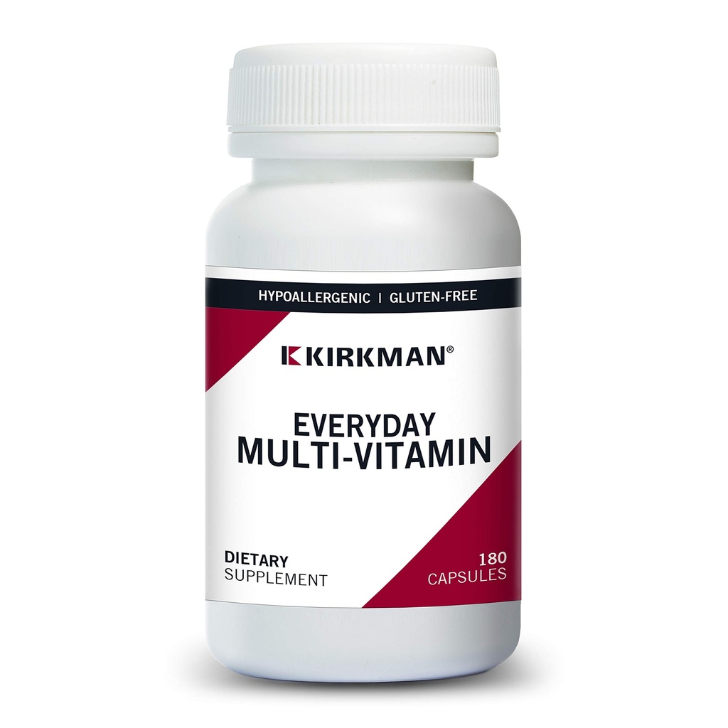 קירקמן - Everyday Multivitamin - 180 קפסולות - ויטמין & מינרלים - תומך Productivity - Hypoallergenic