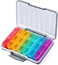 Odaro Pill מארגנת 3 פעמים ביום - Portable Weekly Medicine Box עם 7 Containers נפרדים, Travel 7 Day Pill Box