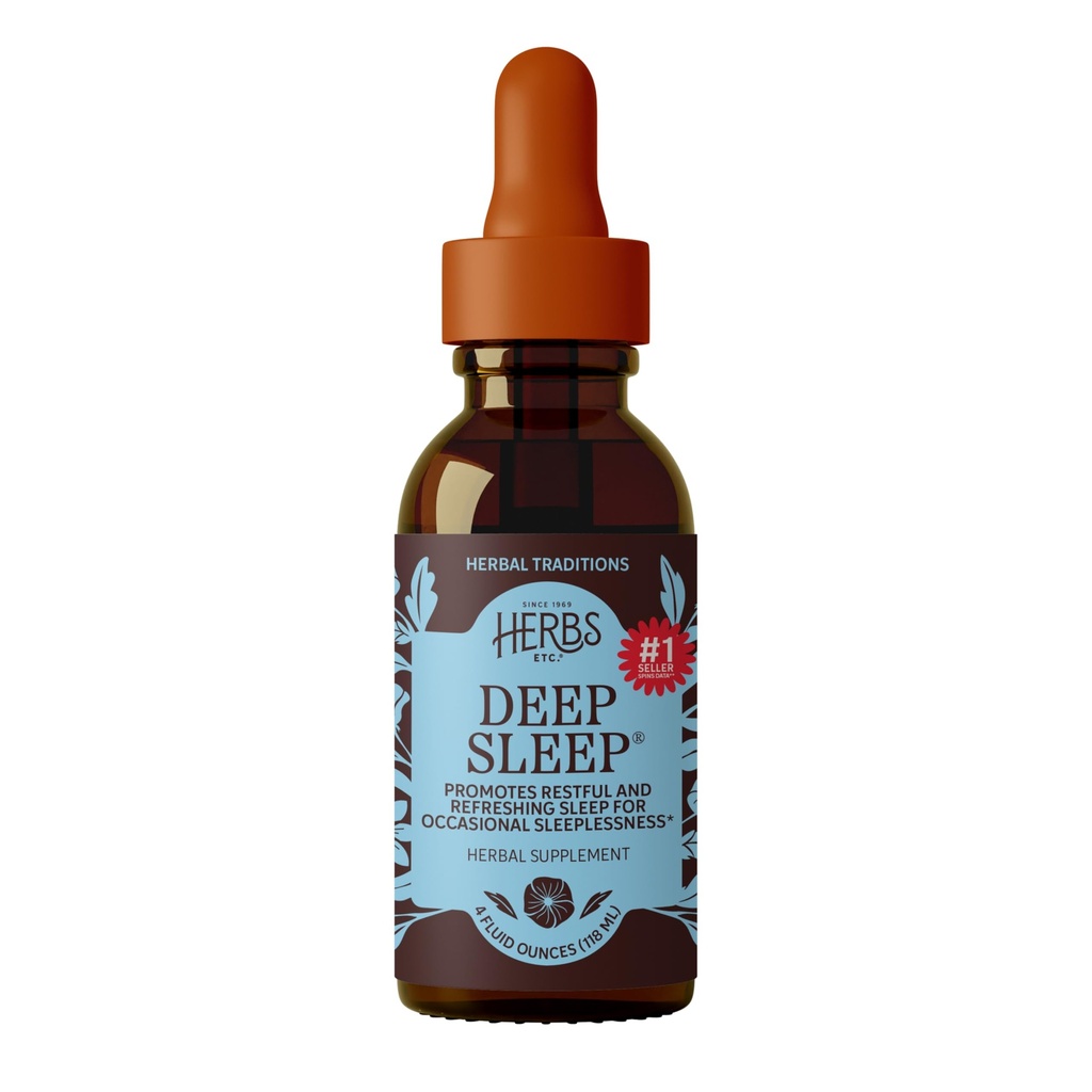 Herbs Etc. Deep Sleep Classic Liquid Extract - תוספת צמחית לתמיכה בשינה טבעית ו Gentle - תוספת שינה מנוחה עם Passionflower, Chamomile & Lemon Balm - 4 oz (157 משרתים)