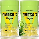 אומגה 3 DHA תוסף שמן דגים פרימיום שמן Algae שמן | 90 Carrageenan Free Softgels | Plant Based Algal DHA Essential Fatty Acids, Non-GMO (אלגה, 90 (Pack of 2))