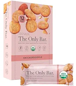 Truvani Plant Based חטיףs | Snickerdoodle 12 Pack | 5g חלבונים | USDA אורגני ו טבעוני | The Only Bar | חלב, סויה, וגלוטן חינם | Individually Wrapped