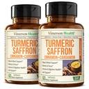 תוספי Saffron - 89mg Saffron לחלץ ו 1000 מ"ג Tumeric בלגן - תוסף Turmeric עם Ceylon Cinnamon ו Cardamom עבור Mood, Memory & Eye Health - תוספים משותפים לנשים וגברים - 2 Pack