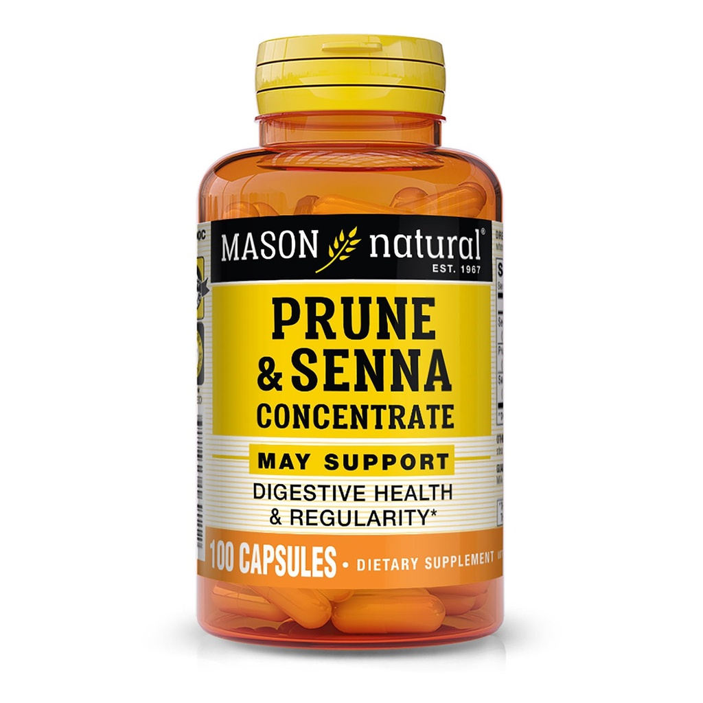 MASON NATURAL Prune Senna Concentrate, ירקות טבעיים Laxative עבור סדירות ותמיכה פונקציות Bowel & Digestive, 100 קפסולות