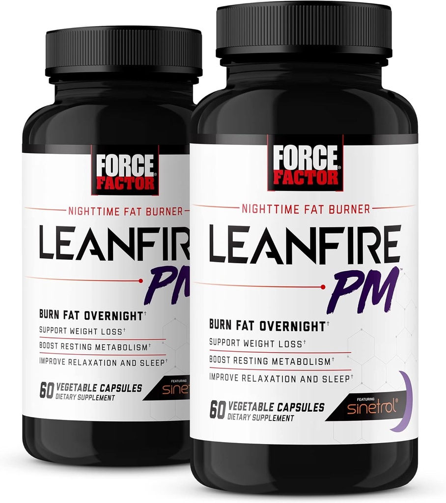 כוח גורם LeanFire ראש הממשלה, גלולות הרזיה לנשים וגברים, שומן Burner ו Overnight ירידה גלולות כדי לשרוף שומן, Boost Metabolism, עם מלטונין, 60 הרוזן (Pack of 2)