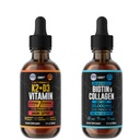 HerBIFY Bundle - K2 ו- D3 טיפות & Biotin ו-Colagen Drops - עצם כוח ושיער, עור, ציפורניים תמיכה